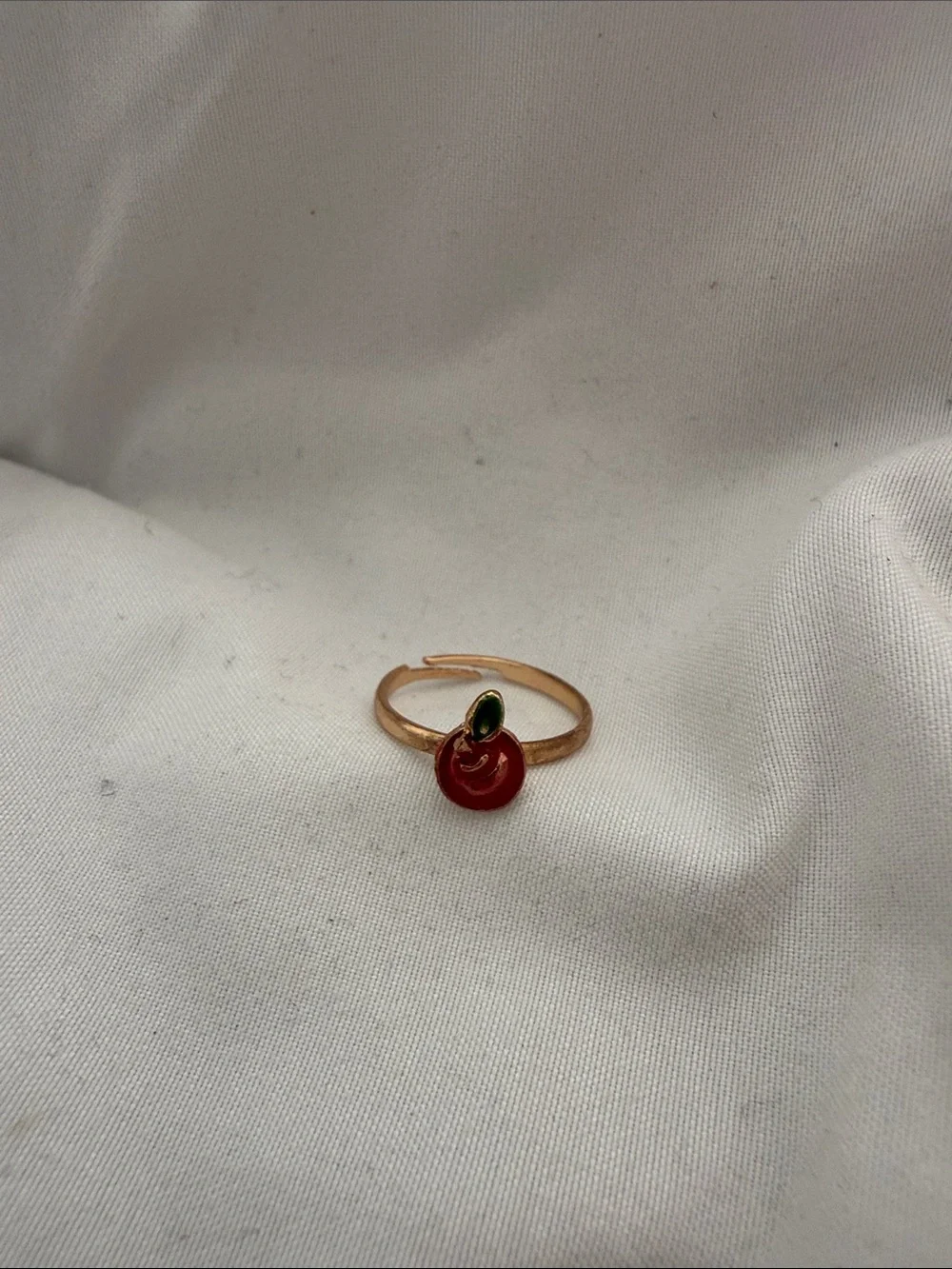 Kids Gold-Tone Enamel Fruit, animal  & Flower Ring Set - Red & Teal